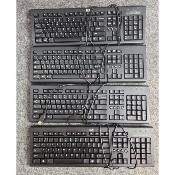 HP PR1101U USB Wired Keyboards Lot of 4 Black Full Size Tested Working - Picture 1 of 9